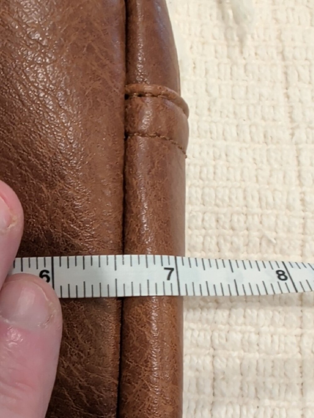 Brown Faux Leather Crossbody Bag with Patterned Adjustable Strap - Picture 13 of 14